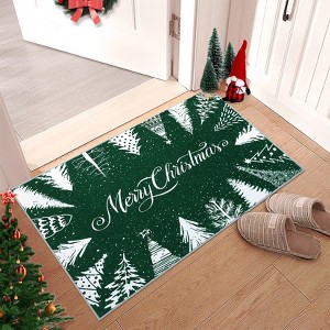 Merry Christmas Rug Machine Washable Xmas Tree Carpet Non-Slip Holiday Decor Snowflake Rug - 1 of 4