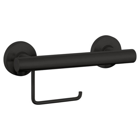 Toilet Paper Roll Holder With Grab Bar Black Evekare Target - Wall Mounted Toilet Paper Holder Target