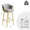 Lirago Set of 2 Gray Velvet Swivel Bar Stools-30" Modern High Back Chairs with Gold Accents for Home & Commercial Use - 4 of 4