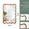 Yellowish Brown 24"x36" Wavy Rectangle Solid Wood Frame Decorative Mirror,For Bedroom, Bathroom, Living Room, Entryway - 3 of 4