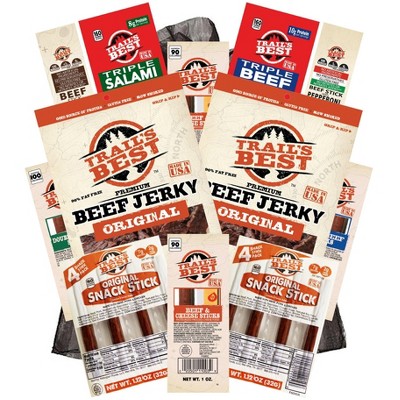 Trail's Best 12-Piece Sampler (2 bags of jerky and 10 packs of assorted sticks)