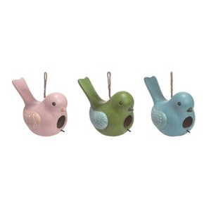 Transpac Terracotta Bird Shaped Birdhouse Set of 3 Spring Home Decorations - 1 of 1