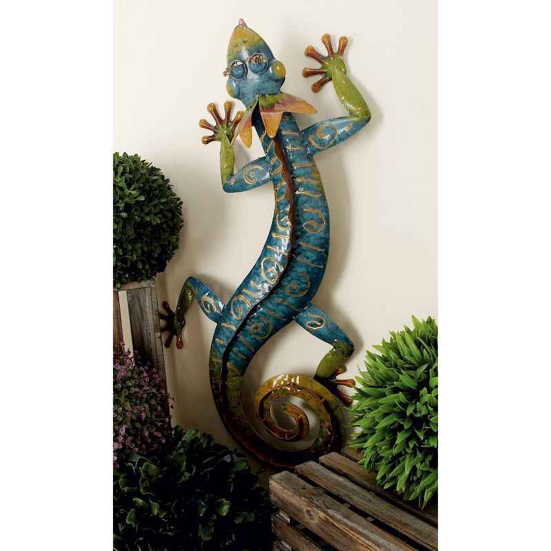 5&#34; x 29&#34; Iron Eclectic Lizard Wall D&#233;cor Blue/Green - Olivia &#38; May, 2 of 9