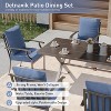 ALAULM Patio Dining Set Outdoor Furniture, Metal Furniture Set Fixed Chairs and Large Table with Umbrella Cutout,for Garden,Porch, Deck, Backyard - 3 of 4