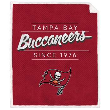 NFL Tampa Bay Buccaneers Legacy Script Faux Shearling Flannel Fleece Blanket