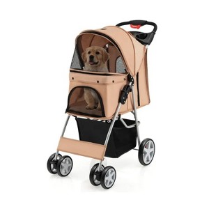 Folding Baby Stroller with Storage Basket and Adjustable Canopy - 1 of 4