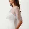 Anna-Kaci Women’s Sheer Pearl Embellished Capelet Shawl with Soft Tulle Fabric and Delicate Scattered Bead Accents - One Size Fits Most, White - 3 of 4