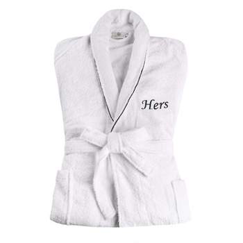100% Cotton Embroidered Ultra-Soft Adult Unisex Lightweight Luxury Bathrobe by Blue Nile Mills