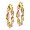 Black Bow Jewelry Tri-Color Twisted Round Hoops in 14k Yellow Gold, 25mm (1 Inch) - 2 of 4