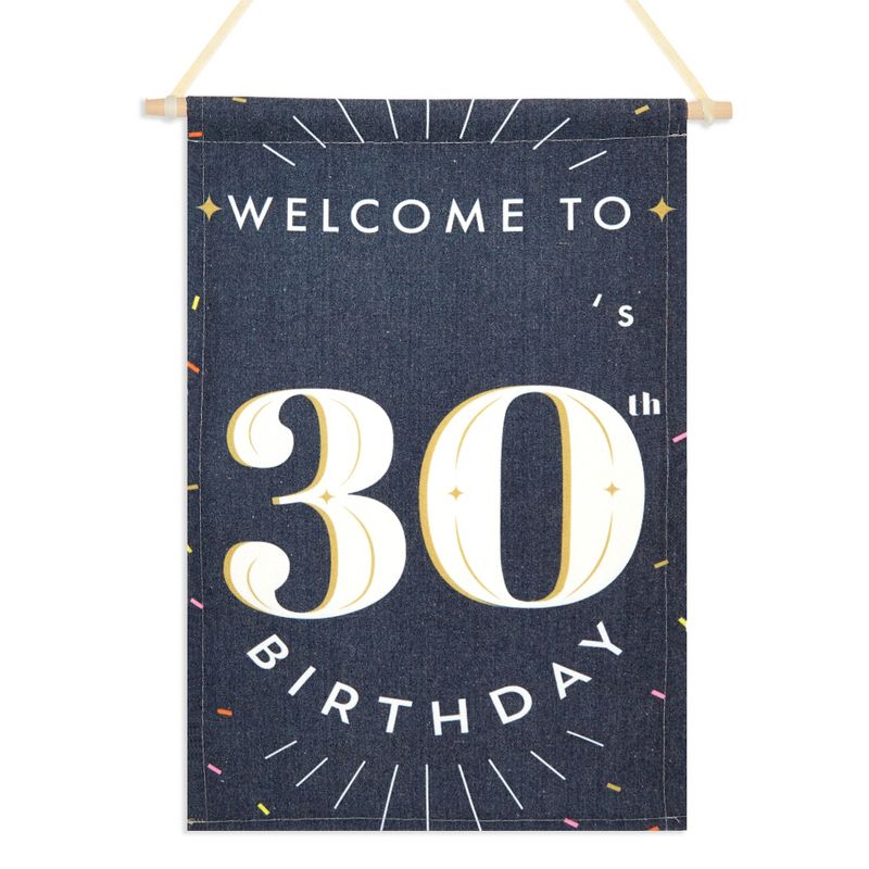 Sparkle and Bash Custom Welcome to 30th Birthday Sign with Sticker for Photo Backdrop Party Decorations, Black, 9.5 x 15.5 in, 1 of 9