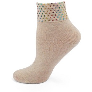 Memoi Women's Rainbow Sequin Cuff Cotton Blend Anklet Sock Oatmeal Heather 9-11 - 1 of 4