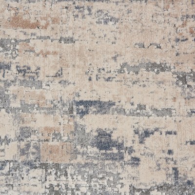 Abstract Brushstroke 26'' Gray and Beige Modern Indoor Rug