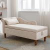 58" Luxury Velvet Chaise Lounge Chair with Hidden Storage, Pillow and Nailhead Trim for Bedroom Living Room-3irtyhousy - 3 of 4