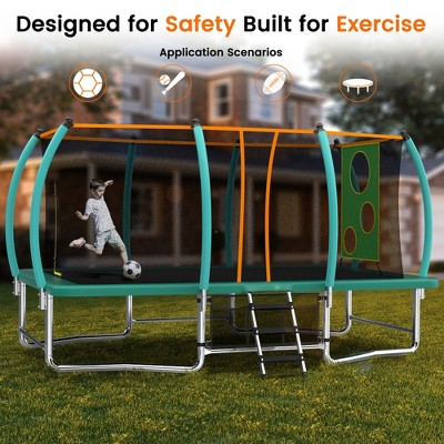 GDFStudio Bruce Outdoor/Indoor Steel Ladder Rectangle Trampoline with Enclosure