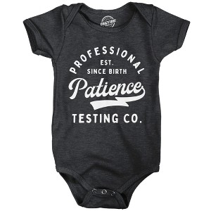 Professional Patience Testing Co Baby Bodysuit Funny Joke Jumper For Infants - Crazy Dog Baby Bodysuit - 1 of 4