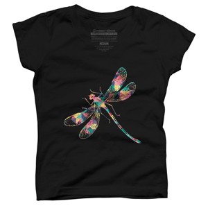Girl's Design By Humans Dragonfly Abstract Summer Color By BaoMinh T-Shirt - 1 of 2