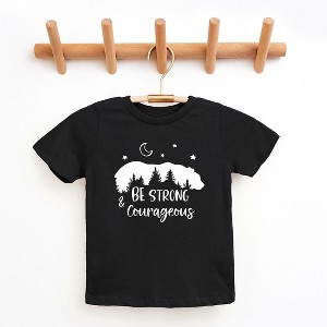 The Juniper Shop Be Strong And Courageous Bear Trees Toddler Short Sleeve Tee - 1 of 2