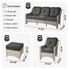 XIZZI 5 Pieces Wicker Furniture, Outside Conversation Set, 3-Seat Sofa with Cushion, High Back Rattan Chairs and Ottomans for Garden Backyard - 4 of 4