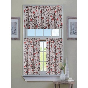 GoodGram Shabby Cotton Blend Autumn Flowers & Birds 3 Piece Kitchen Curtain Set - 58 in. W x 36 in. L - 1 of 1