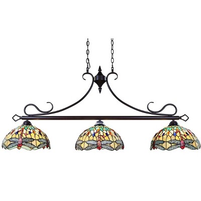 Empress Dragonfly Tiffany-Style Dark Bronze Glass Island Pendant Light