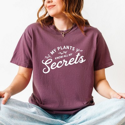 Simply Sage Market My Plants Know All My Secrets Garment Dyed Tee - 2XL - Berry