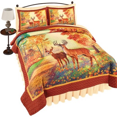 Collections Etc Charming Autumn Forest Path Deer Scene Quilt