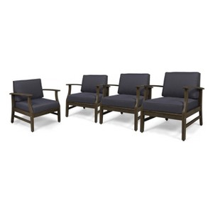 GDFStudio Abena Outdoor Acacia Wood Club Chairs with Cushions(Set of 4) - 1 of 4