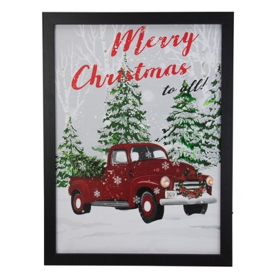 Northlight 15.75" Black Frame Red Vintage Truck LED Wooden Christmas Box