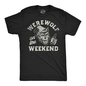 Mens Funny T Shirts Werewolf On The Weekend Sarcastic Halloween Party Animal Tee For Men - Crazy Dog Men's T Shirt - 1 of 4