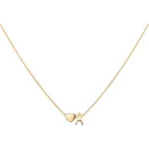 Personalized Heart Initial Necklace 18K Gold Plated Stainless Steel Gift A Gold - 1 of 4