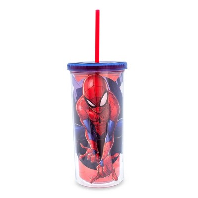 Spider-Man Web Slinger Plastic Flip Straw Cold Cup