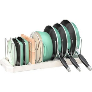 Pan Pot Organizers inside Cabinet, with 10 Adjustable Dividers for Cookie Sheets, Cutting Boards, Pot Lids - 1 of 4