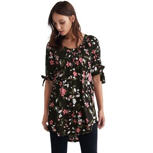 ellos Women's Plus Size Tie-Sleeve Scoop Neck Tunic - 1 of 4