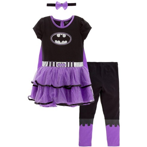 Warner Bros Justice League Batgirl Toddler Girls Cosplay Costume Dress  Leggings Cape And Headband 2t : Target