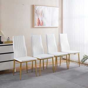 Set of 4 Modern High Back Dining Chairs with Metal Legs and PU Seats,Armless Design for Kitchen or Dining Room-The Pop Home - 1 of 4