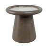 Modern Accent Table with Mango Wood and Marble Top - Round Drum Base - Modern Sculptural Stone Wood Accent Furniture for Home Decor - 3 of 4