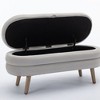 Velvet Fabric Storage Bench Bedroom Bench With Wood Legs For Living Room Bedroom Indoor,Ivory - 3 of 4