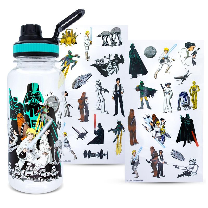 Silver Buffalo Star Wars Legacy Group Twist Spout Water Bottle and Sticker Set | Hold 32 Ounces, 1 of 7