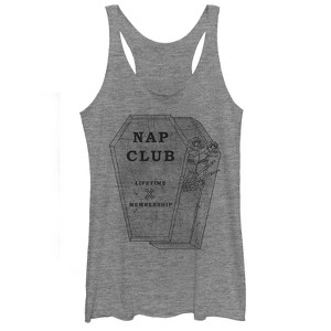Women's CHIN UP Halloween Nap Club Coffin Racerback Tank Top - 1 of 3