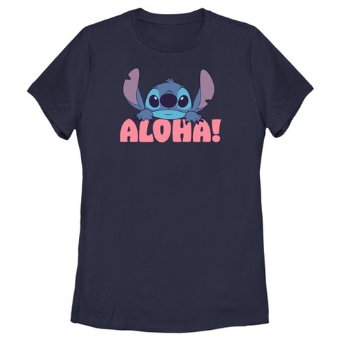 Women's Lilo & Stitch Aloha Stitch T-Shirt - Navy Blue - 2X Large