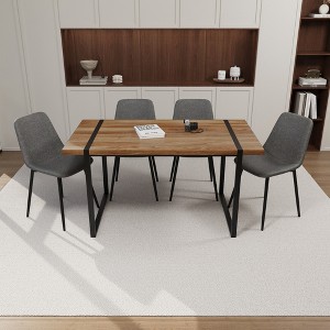 5-Piece Dining Set with Rectangle Kitchen Table and 4 Suede Armless Chairs - 1 of 4