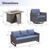 4 Pieces Patio Furniture Set with Fire Pit Table, Outdoor Furniture Set with Rocking Swivel Chairs, Wicker Patio Set with 4'' Thickened Cushion - 3 of 4