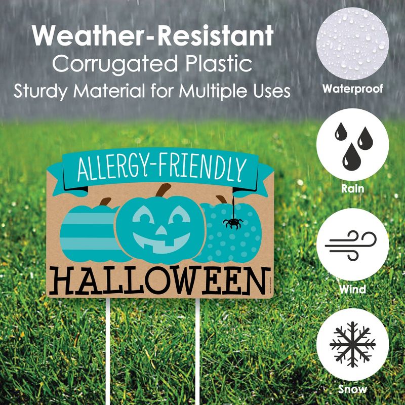 Big Dot of Happiness Teal Pumpkin - Halloween Allergy Friendly Trick or Trinket Yard Sign Lawn Decorations - Happy Halloween Party Yardy Sign, 4 of 8