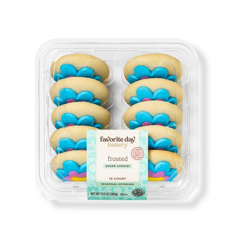 Flowery Frosted Sugar Cookies - 13.5oz/10ct - Favorite Day&#8482;, 1 of 4