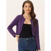 INSPIRE CHIC Women's Solid Open Front Curved Hem Stretchy Fabric Crop Bolero Shrug - 2 of 4