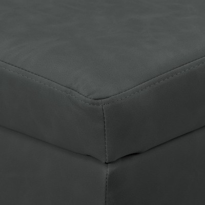 Linden Square Black Fabric Storage Ottoman with Metal Legs