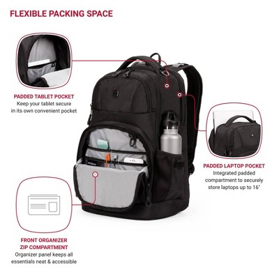 Рюкзаки SWISSGEAR Laptop 18.5" Backpack - Black — фото 4