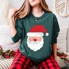 Santa Face Glitter - Womens Garment Dyed Long Sleeve - 3 of 3
