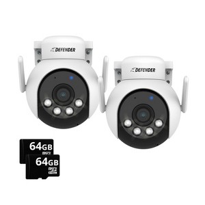 AI POWERED 4K Everwatch PTZ 360° Wi-Fi Plug-in Power Security Camera with 64GB SD Card, 2 Pack - 1 of 4