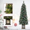 Whizmax 6Ft Potted Christmas Tree with 140 Warm Led Lights, Artificial Christmas Tree, Pencil Tree Sticky Chalk Tree Body, for Front Door, Porch - 3 of 4